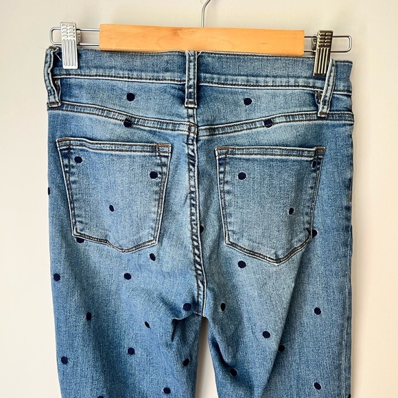 J. Crew Embroidered Blue Polka Dots High Rise Cotton Woman’s Jeans Size 27 - Picture 7 of 8